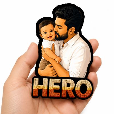 Personalized Dad Photo Fridge Magnet  Dad is My Hero Theme Gift for Father Custom with Photo Memorable